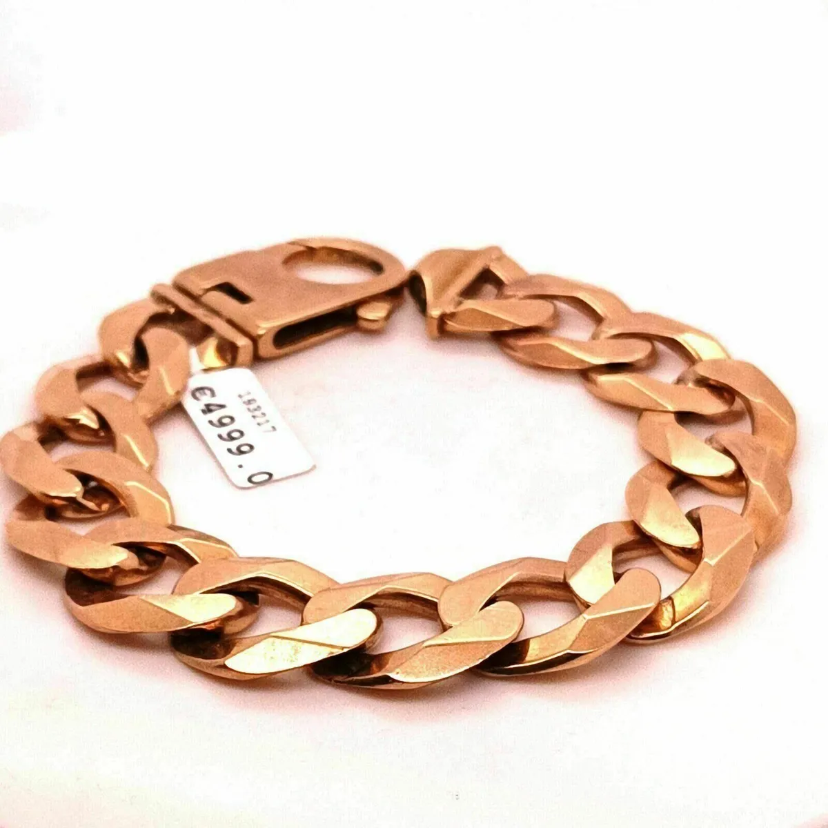 Large Heavy Curb Bracelet, 9k Gold - Image 1