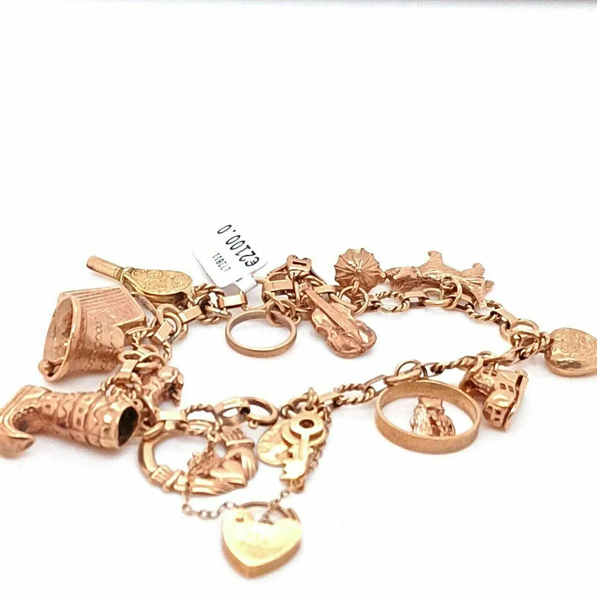 Vintage/ Antique 9k Gold Charm Bracelet+ 14 Charms - Image 1