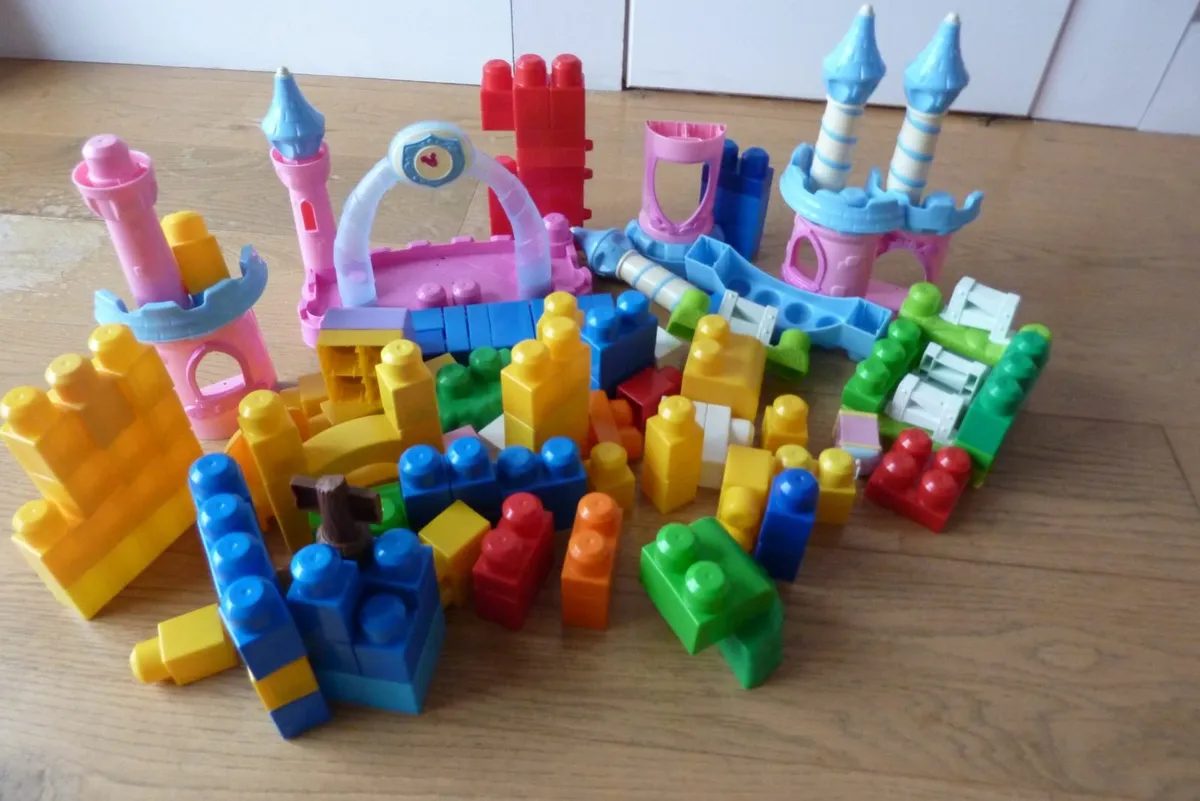 Plastic blocks and castle towers