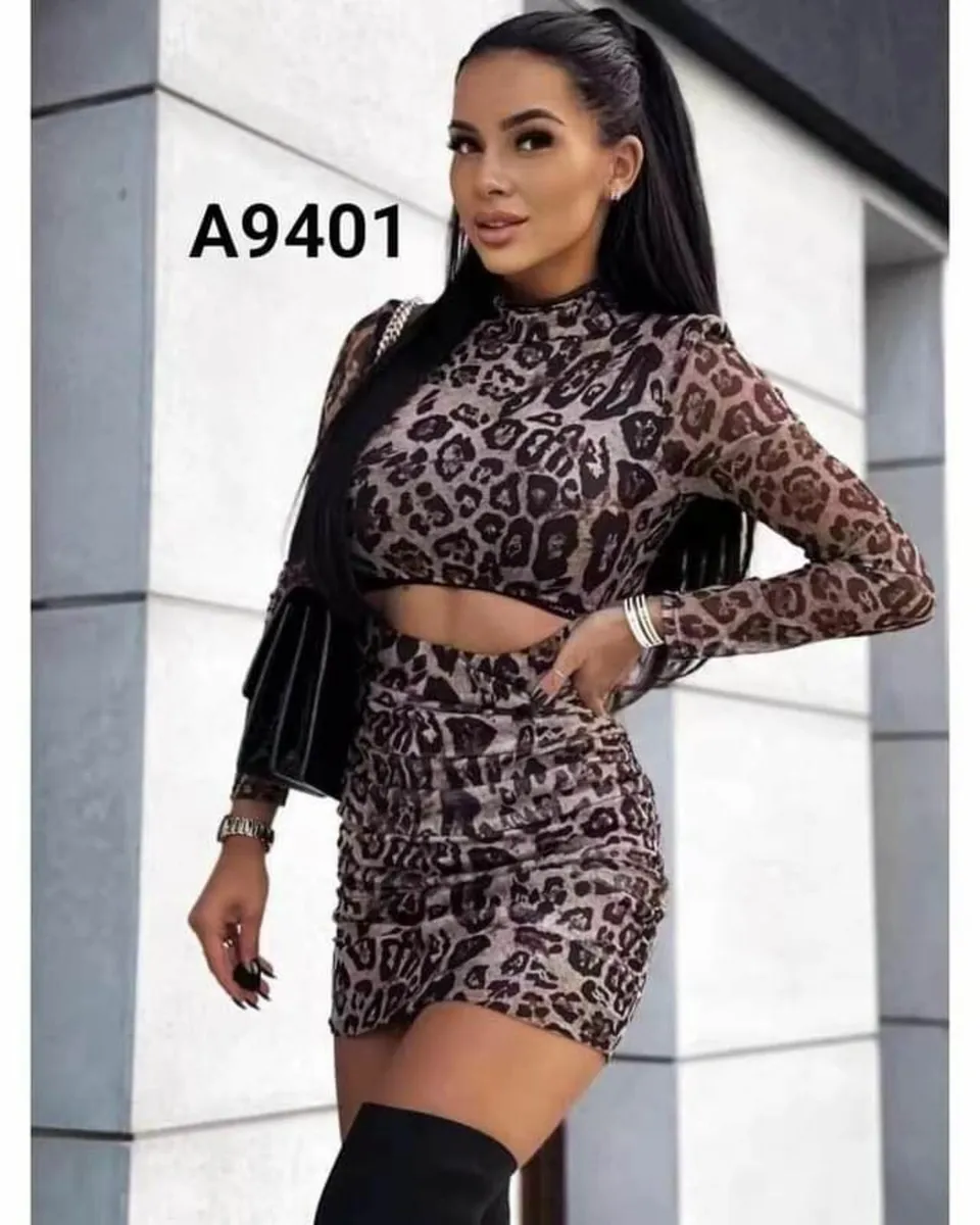 Velvet Snakeskin Print Mock Neck Dress - Image 4