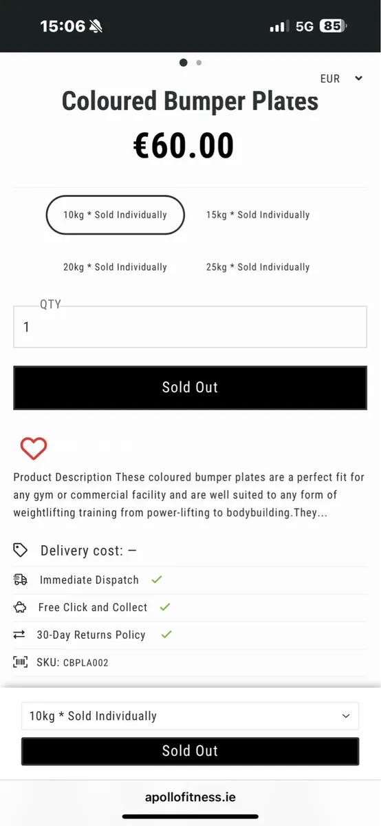 APOLLO 15KG  BARBELL + OLYMPIC BUMPER PLATES! - Image 3