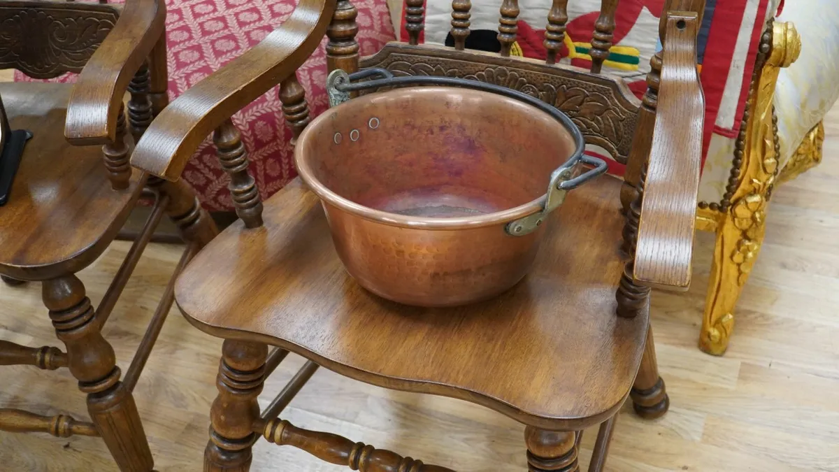 Vintage French Copper Cauldron Pan - Image 1