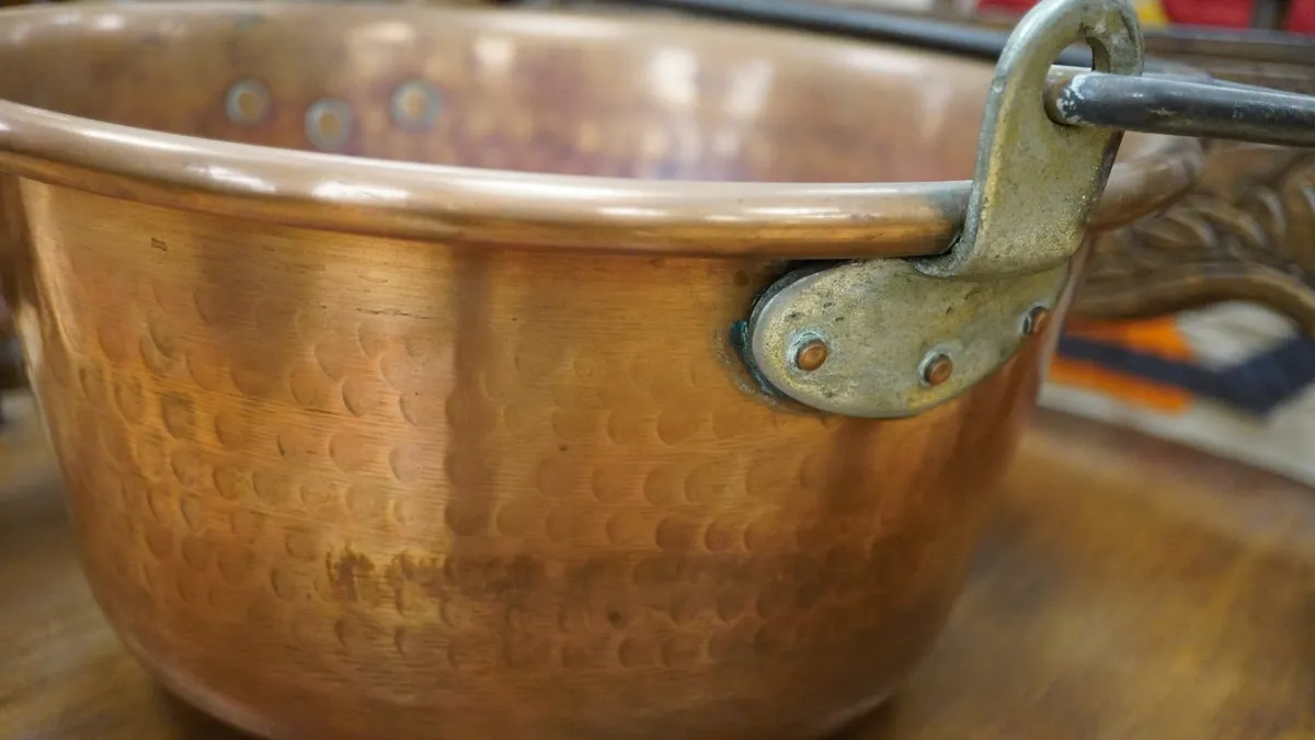 Vintage French Copper Cauldron Pan - Image 3