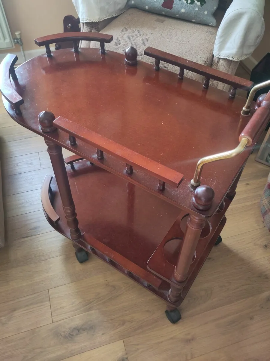 Vintage wooden tea trolley - Image 1
