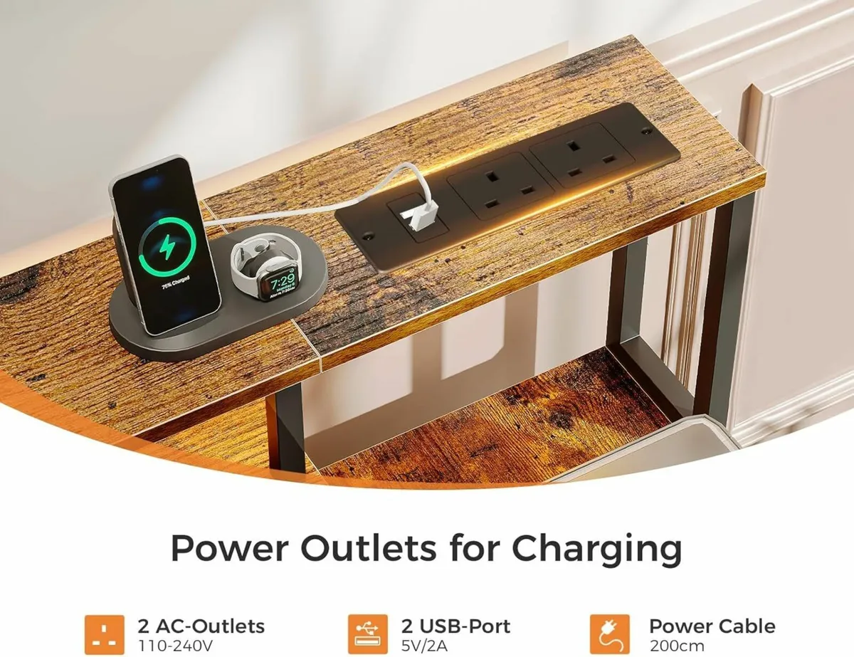 Computer Desk Office Drawers, 162x48cm LED Lights - Image 3