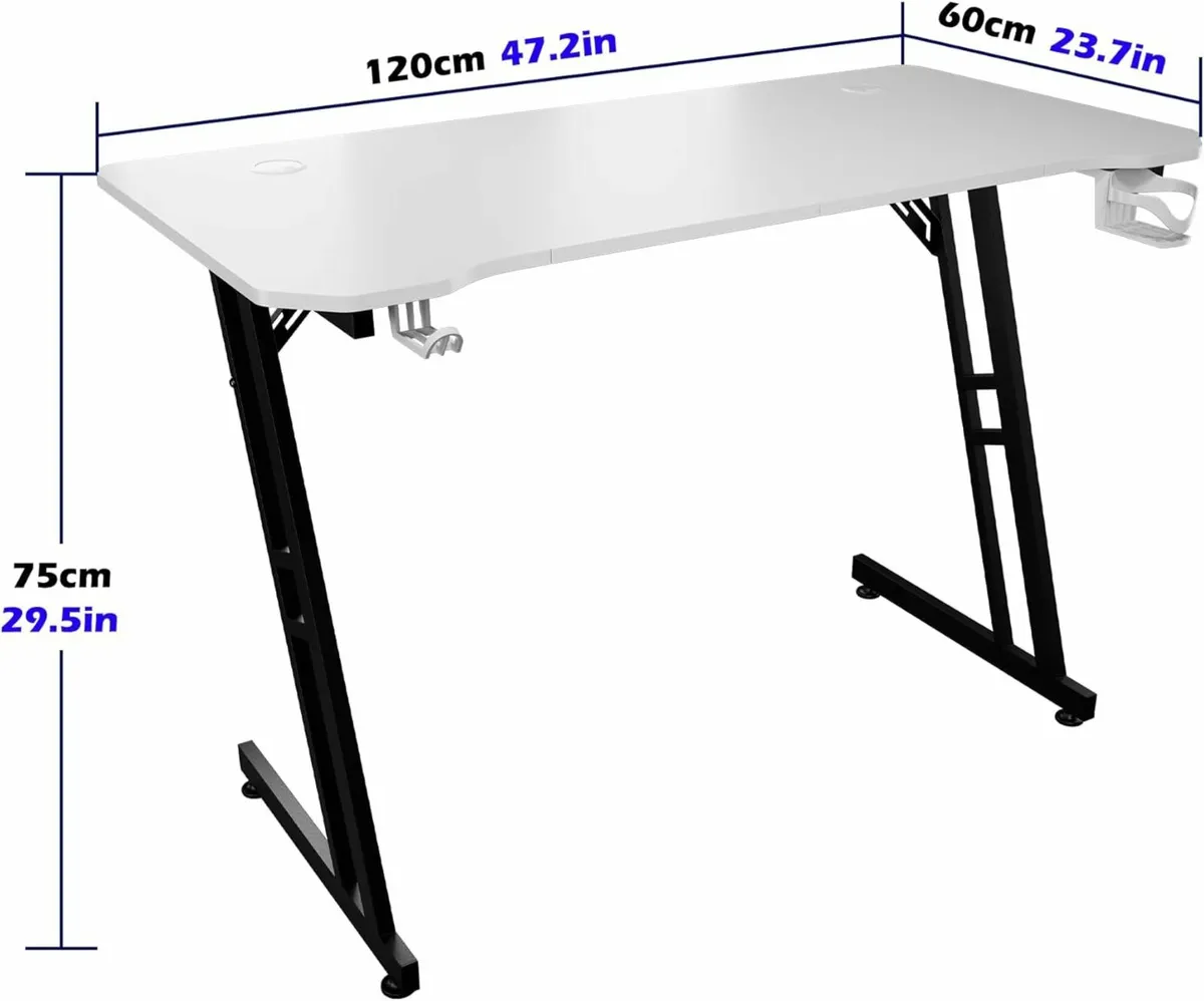 Gaming Desk 120 x 60cm Computer Table Cable Tray - Image 2