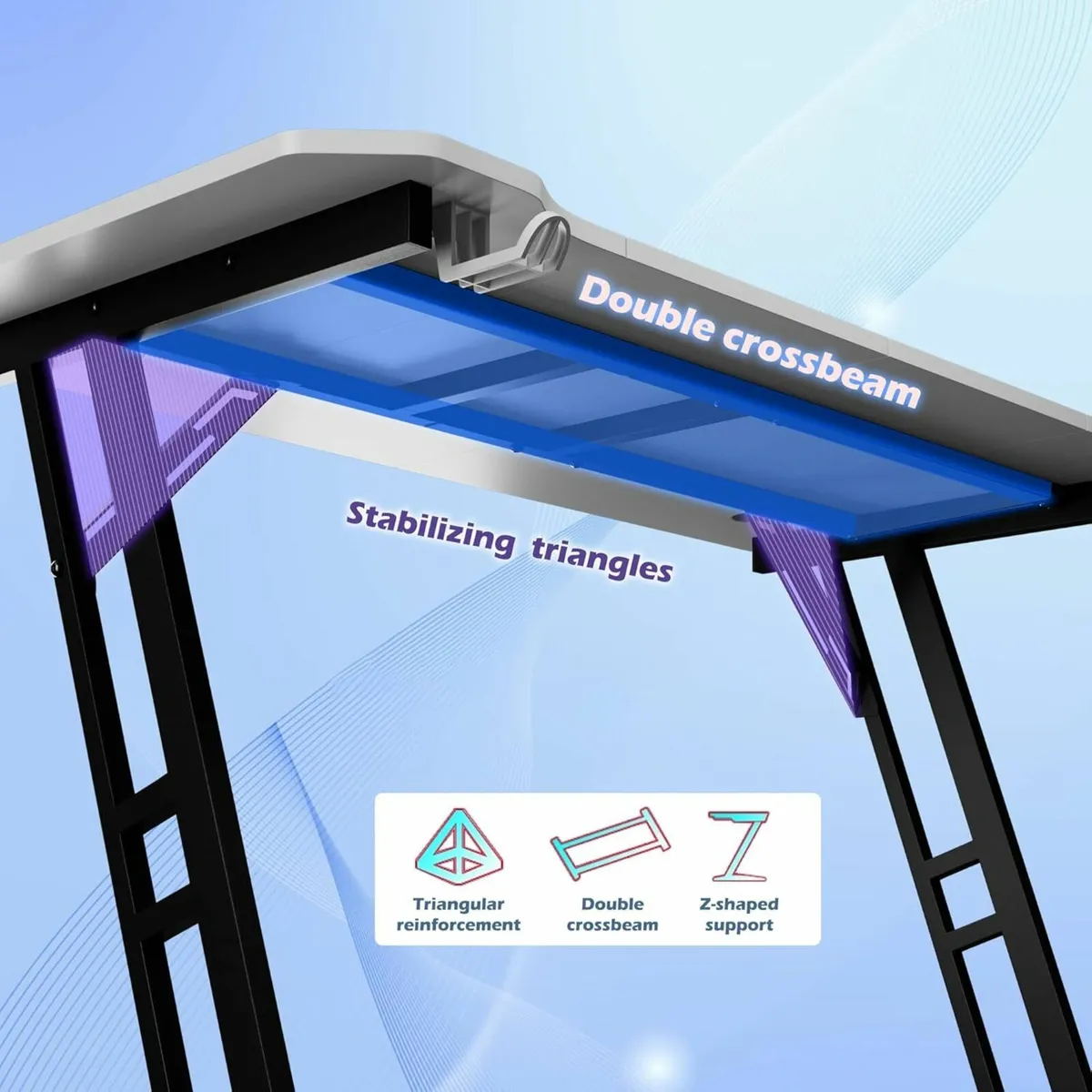 Gaming Desk 120 x 60cm Computer Table Cable Tray - Image 4