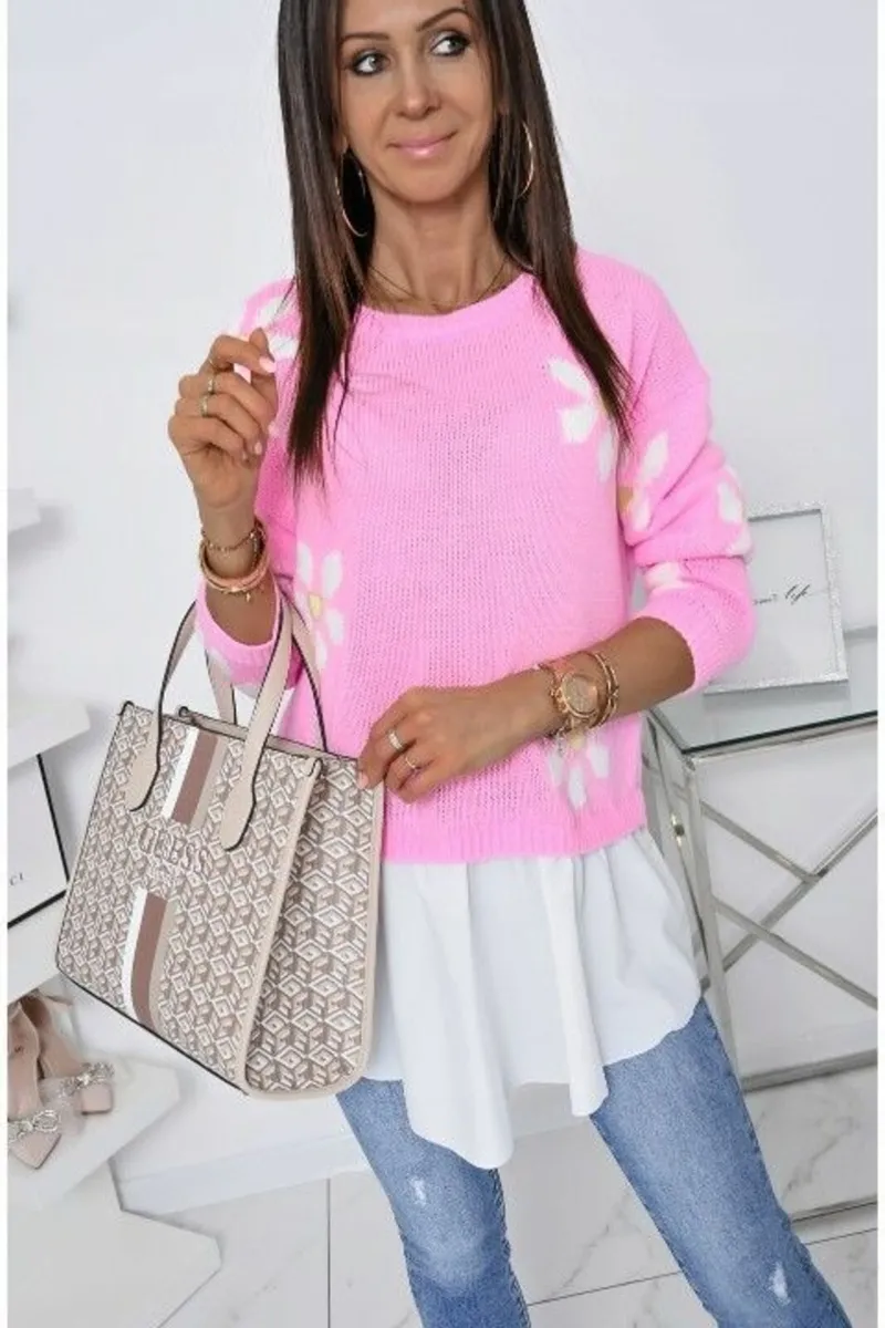 Women's pink floral sweater size uni - Image 4