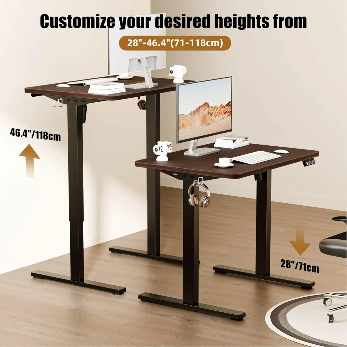 Electric Standing Desk Height Adjustable 80x60cm - Image 3
