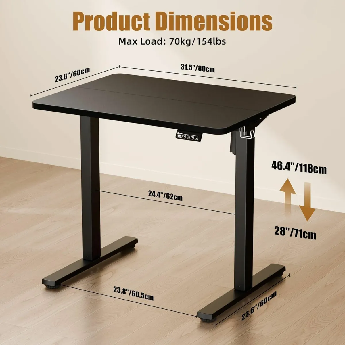 Electric Height Adjust Standing Desk 80x60 Office - Image 3