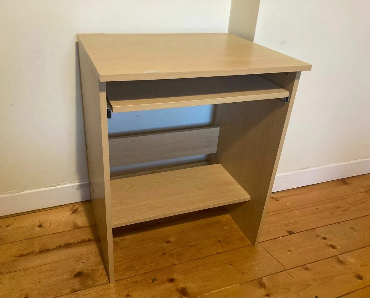 Compact Wooden Study Desk w/ Pull-Out  Shelf - Image 1