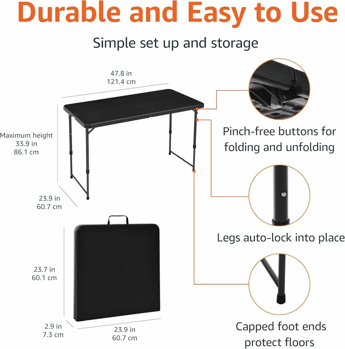 Office desk Folding Table Adjustable 120cm - Image 4