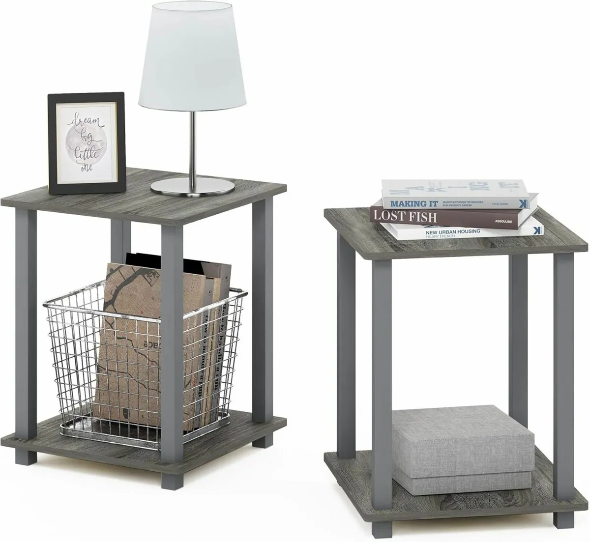 Side Table Set of 2, 2-Tier End Table, Nightstand - Image 1