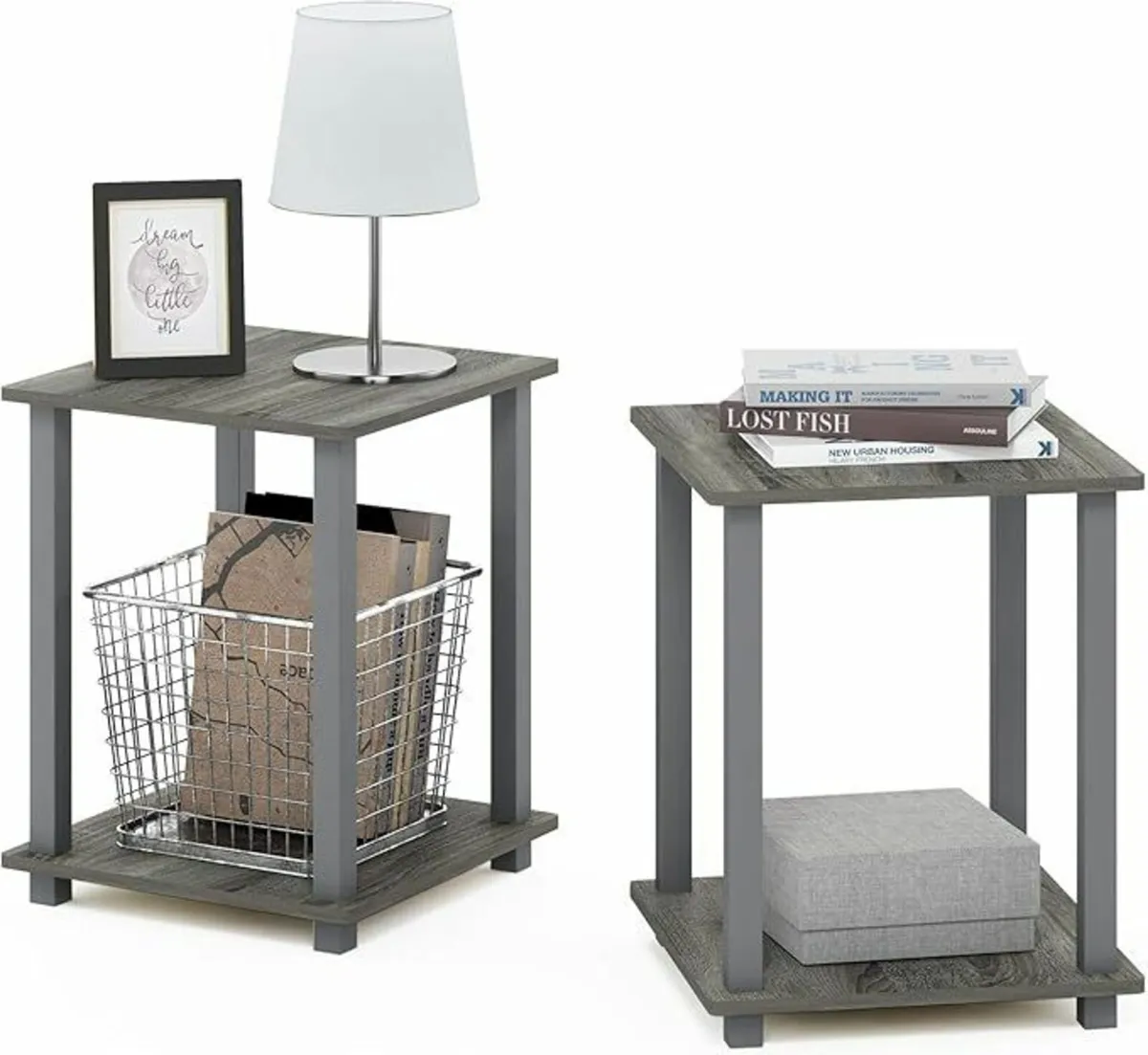 Side Table Set of 2, 2-Tier End Table, Nightstand - Image 4