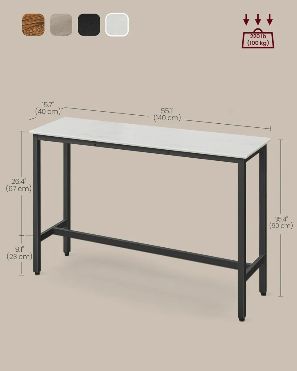 Bar Table, Kitchen Pub Dining High Table 40x140x90 - Image 2