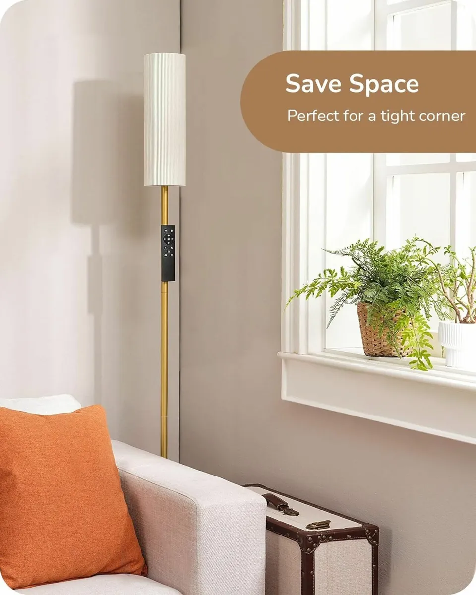 Floor Lamp, Standing Lamp Wrinkled Linen Lampshade - Image 4