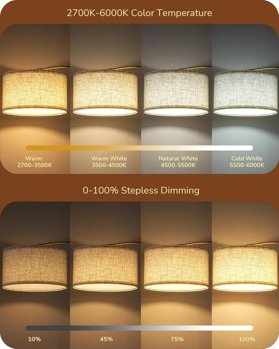 Floor Lamp Glod Standing Lamp Bedroom Dimmable - Image 4