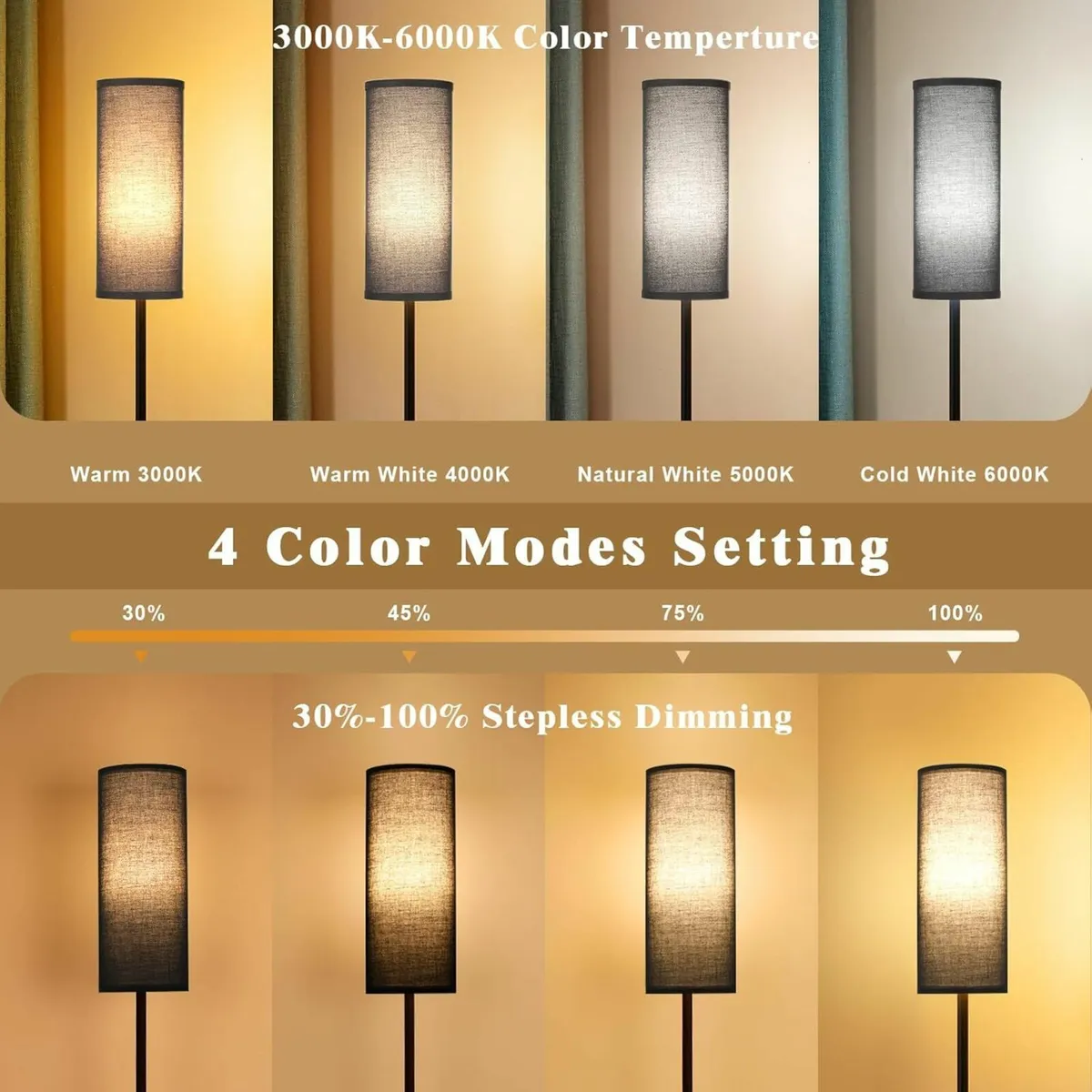 Floor Lamp Living Room Black Dimmable 3 Color - Image 3