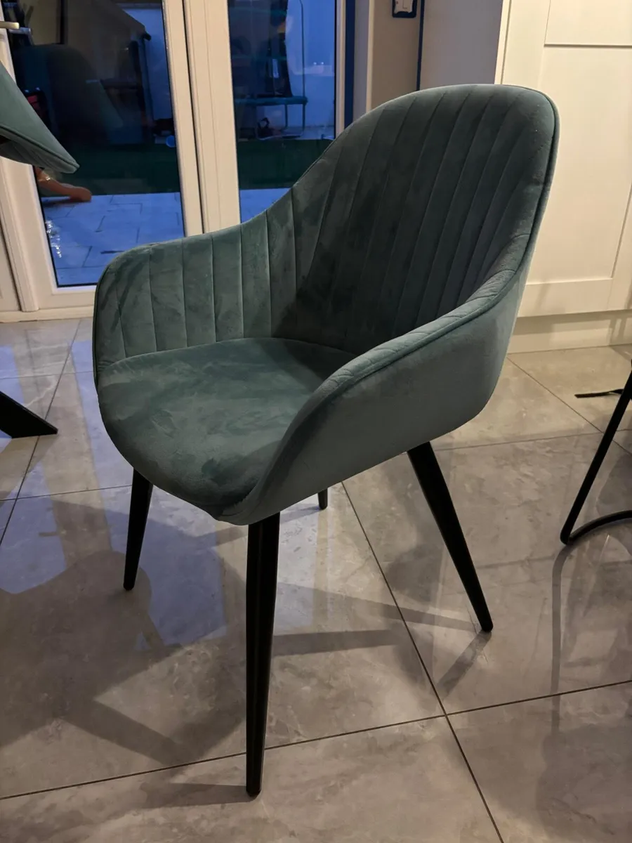 Turquoise velvet dining Chairs - Image 2