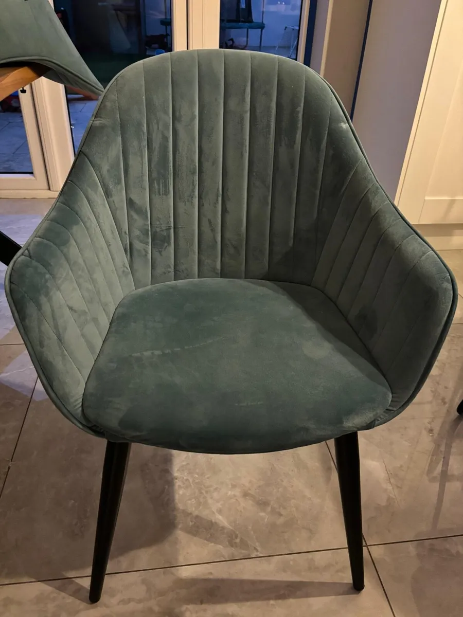 Turquoise velvet dining Chairs - Image 3