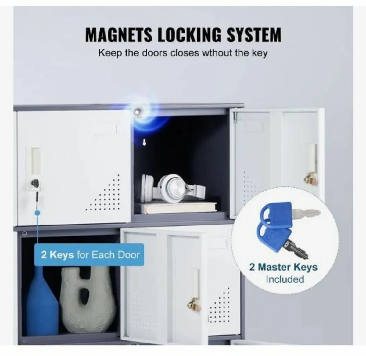 Metal Locker for Employees, 9 Doors Storage Cabine - Image 2