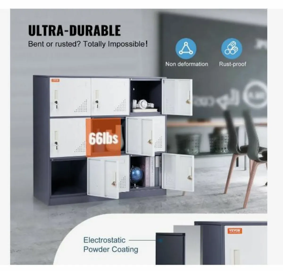 Metal Locker for Employees, 9 Doors Storage Cabine - Image 3