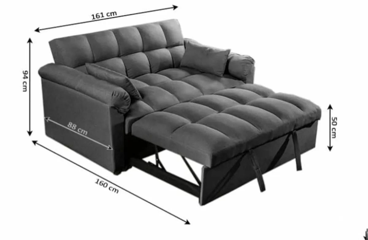 Pull Out Fabric Double Sofa Bed – 2 Seater Sleeper - Image 4