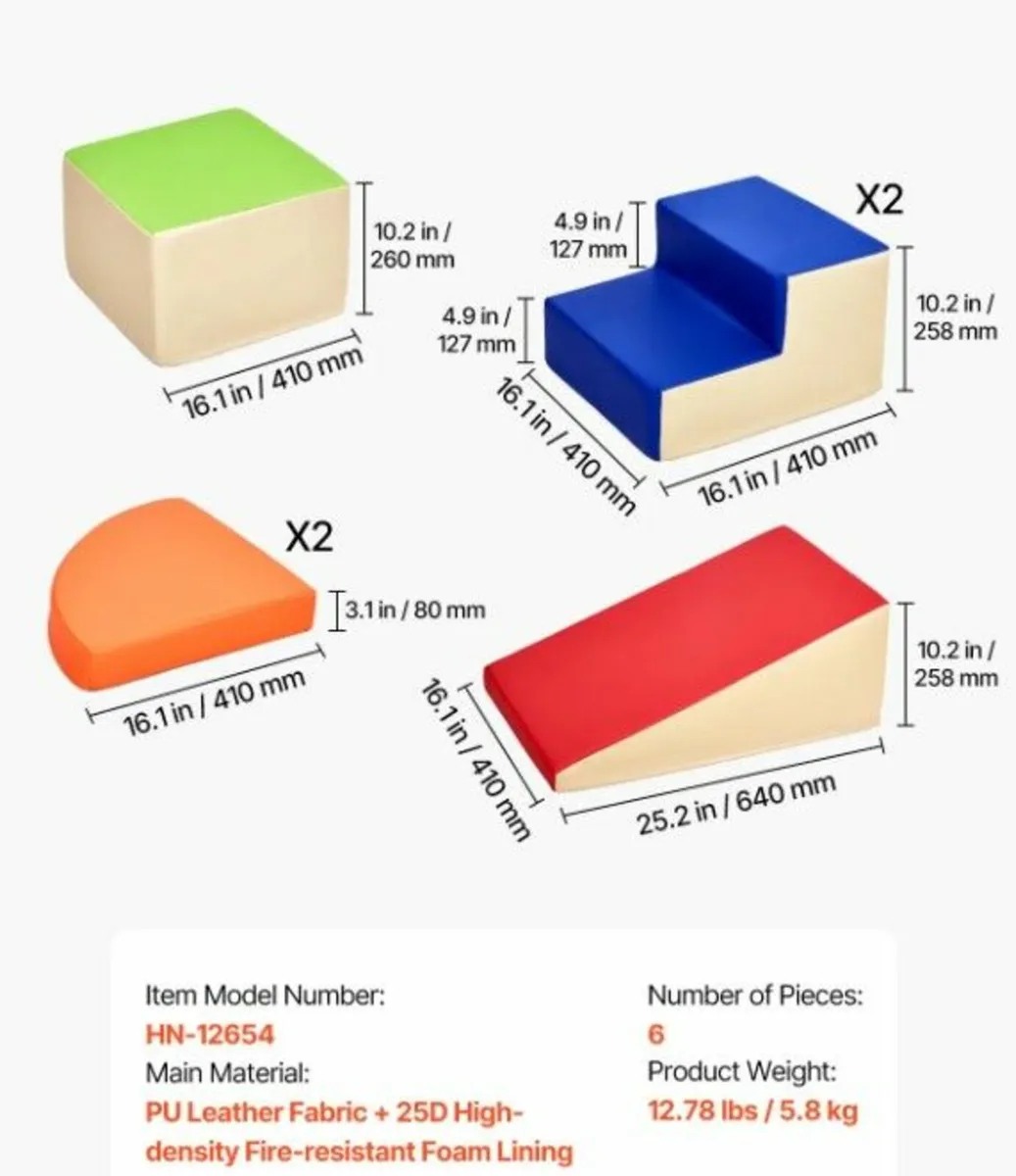 6-Piece Foam Climbing Set Montessori Soft Play Blo - Image 3