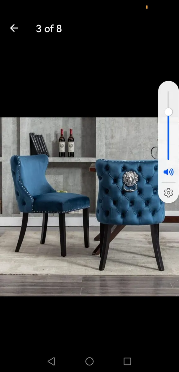 Blue velvet dining chairs knocker back