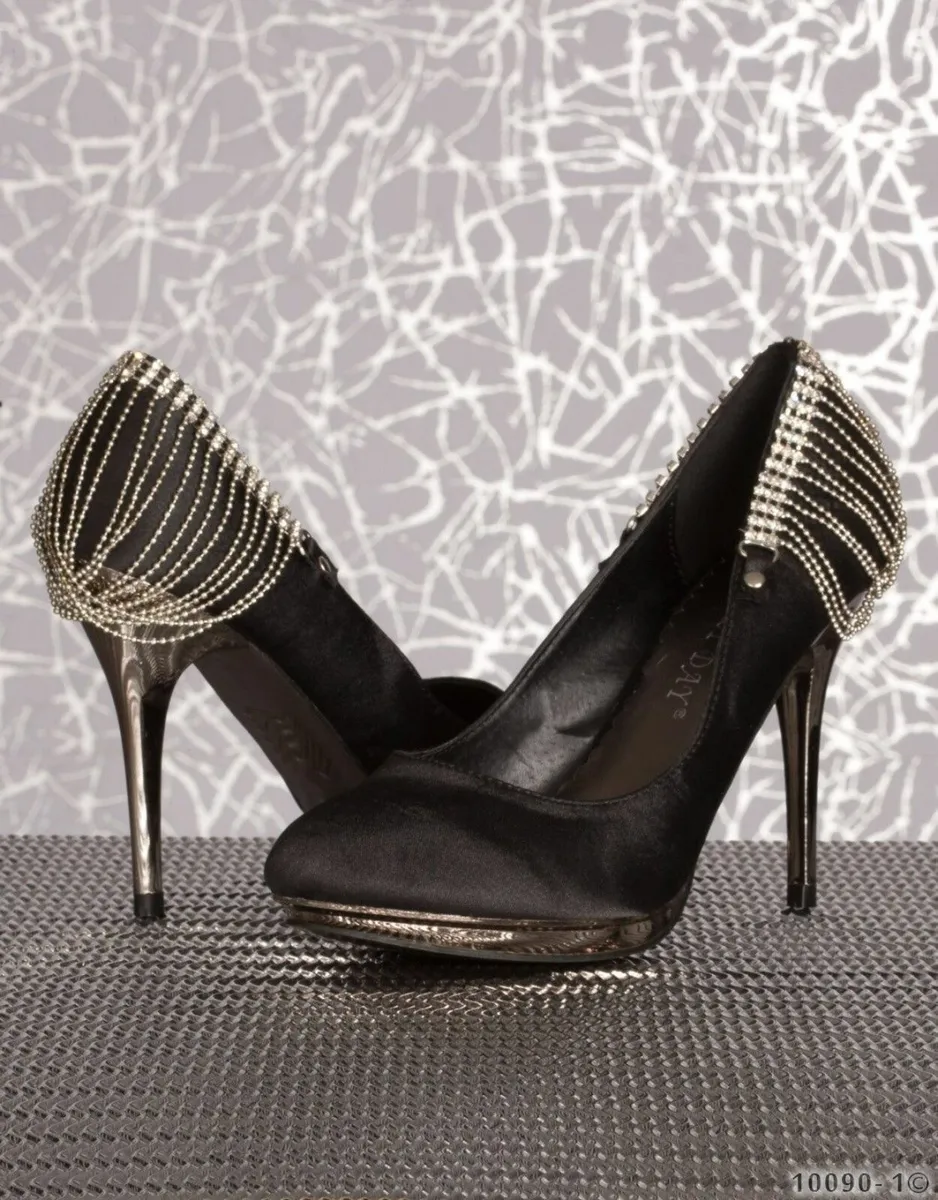 black or cobalt heels with chain size 3 4 5 6 7 - Image 1