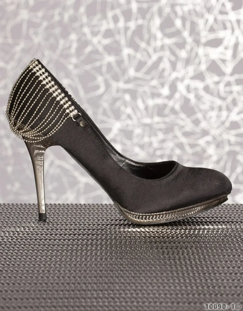 black or cobalt heels with chain size 3 4 5 6 7 - Image 2