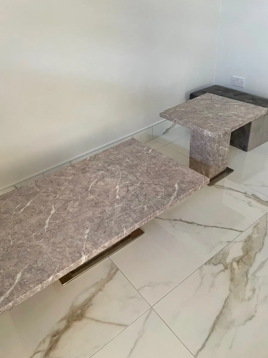 Harvey Norman marble coffee and side table - Image 4