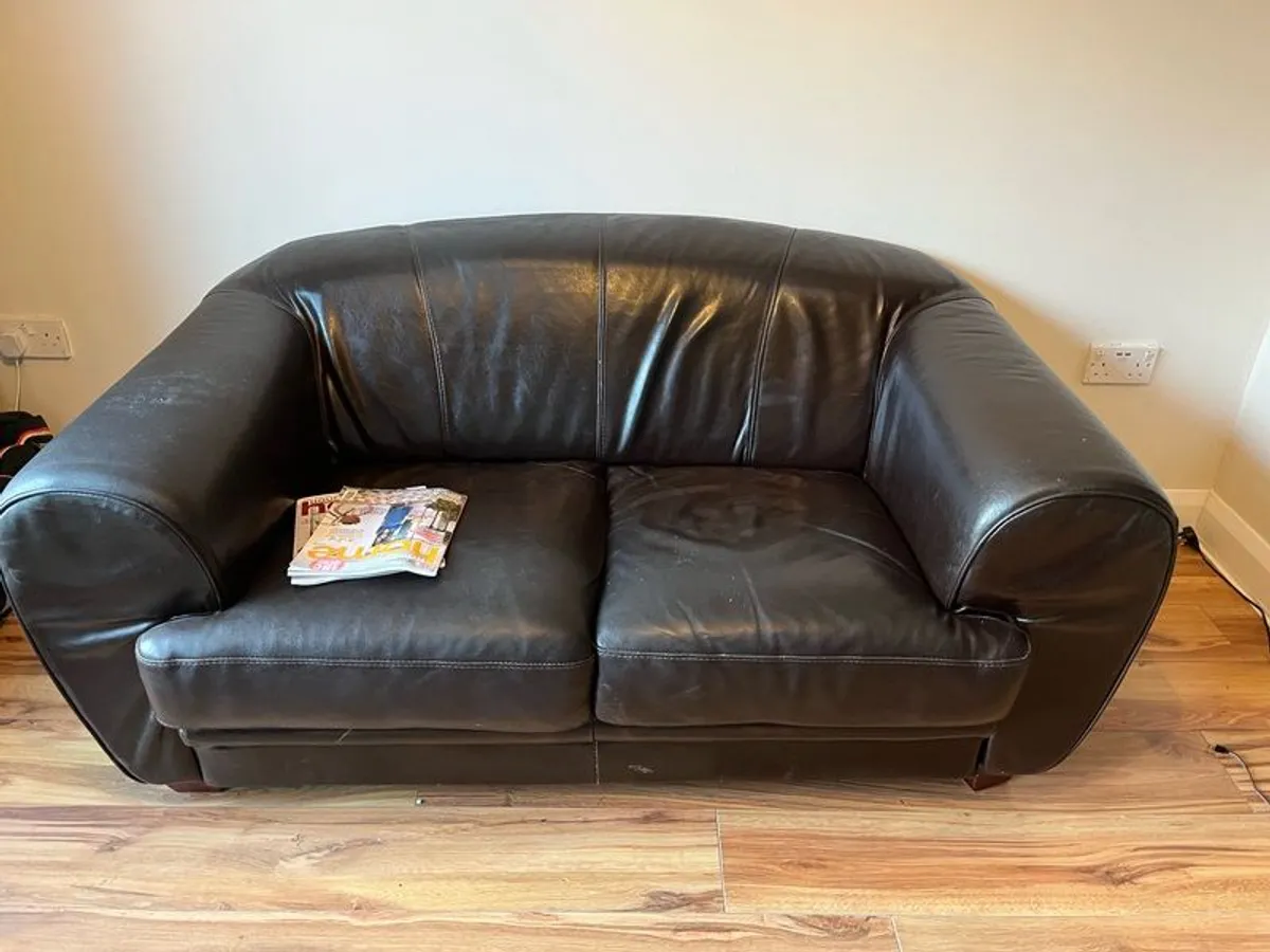 two-seater leather sofa - Image 1
