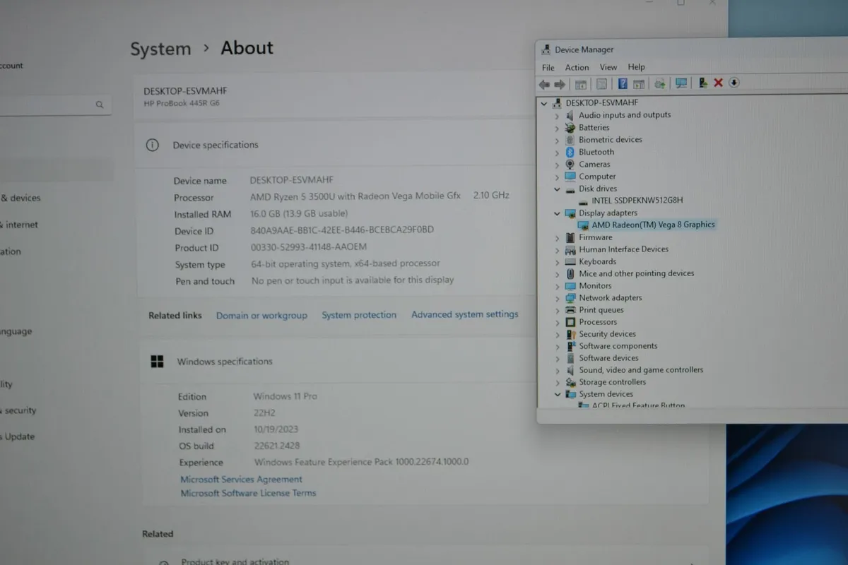 HP Ryzen 5 Win11 16 gb 512 ssd Radeon Vega - Image 2