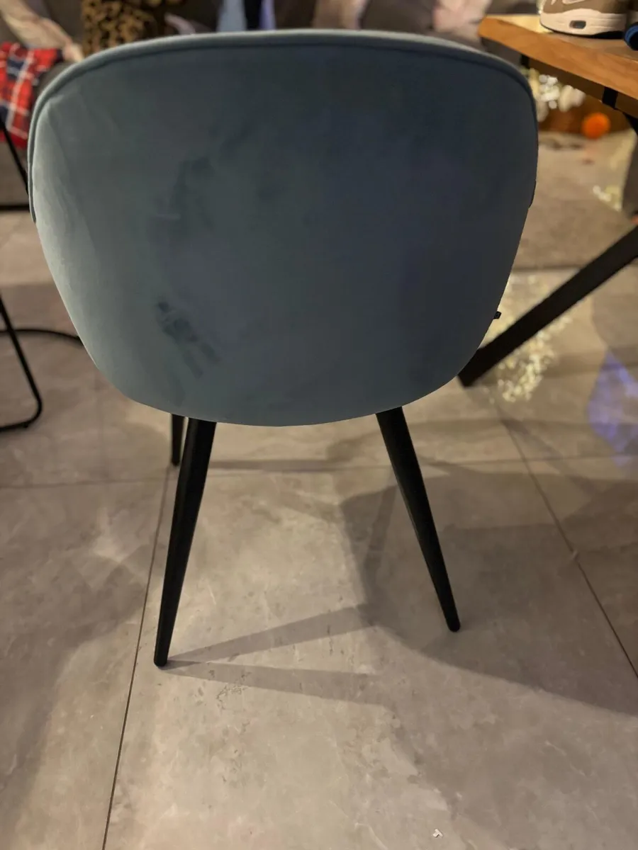 Turquoise velvet dining Chairs - Image 4