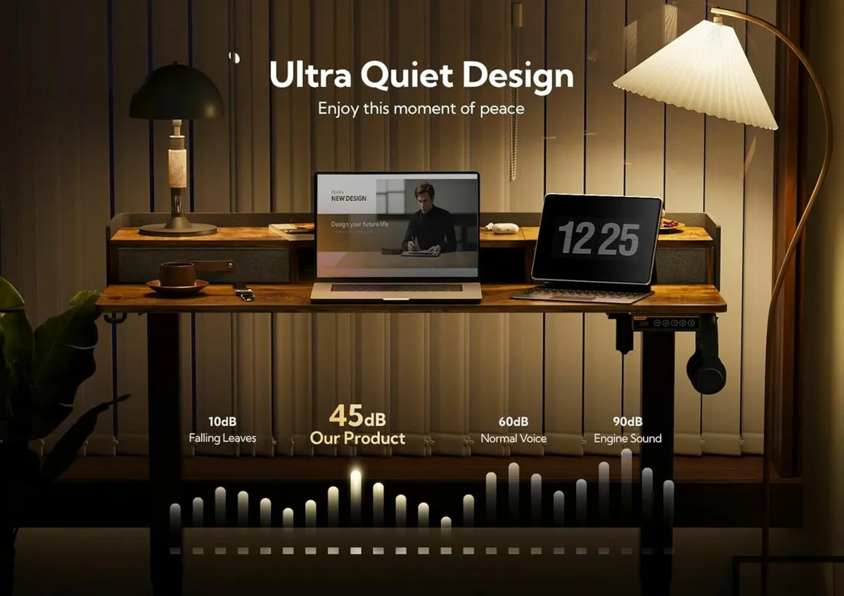 Electric Standing Desk with Drawers, 140x60cm - Image 2