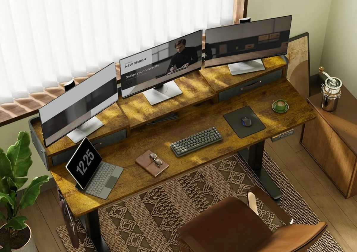 Electric Standing Desk with Drawers, 140x60cm - Image 4