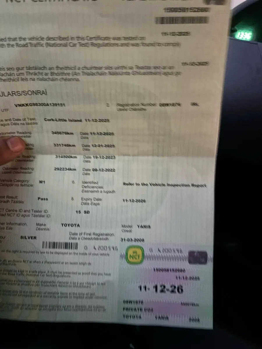 Toyota Yaris  NCT and TAX - Image 4