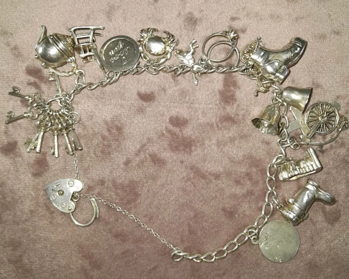 Vintage silver charm bracelet - Image 1