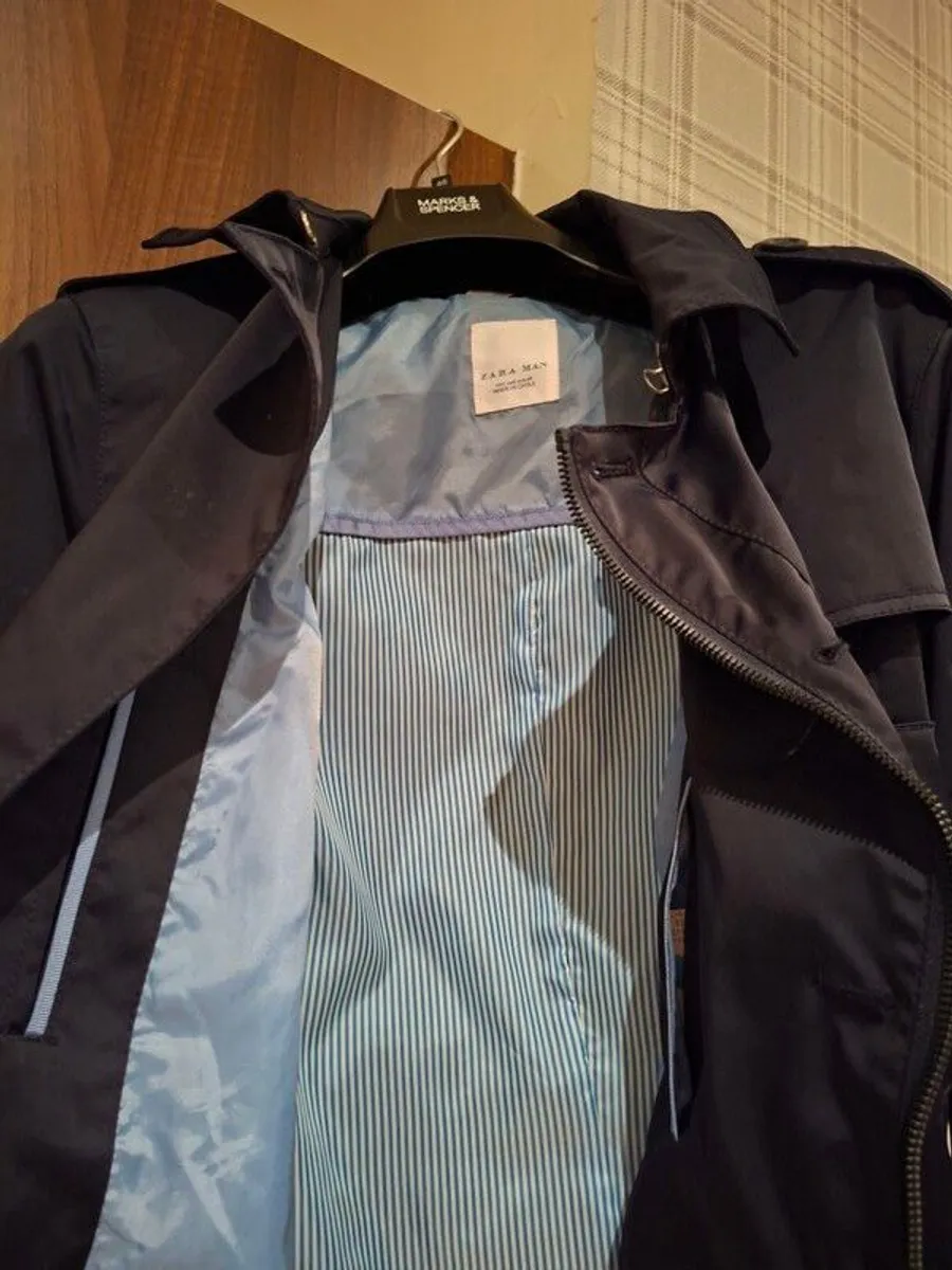 Trench Coat, River Island, Navy, size L, Mens - Image 2