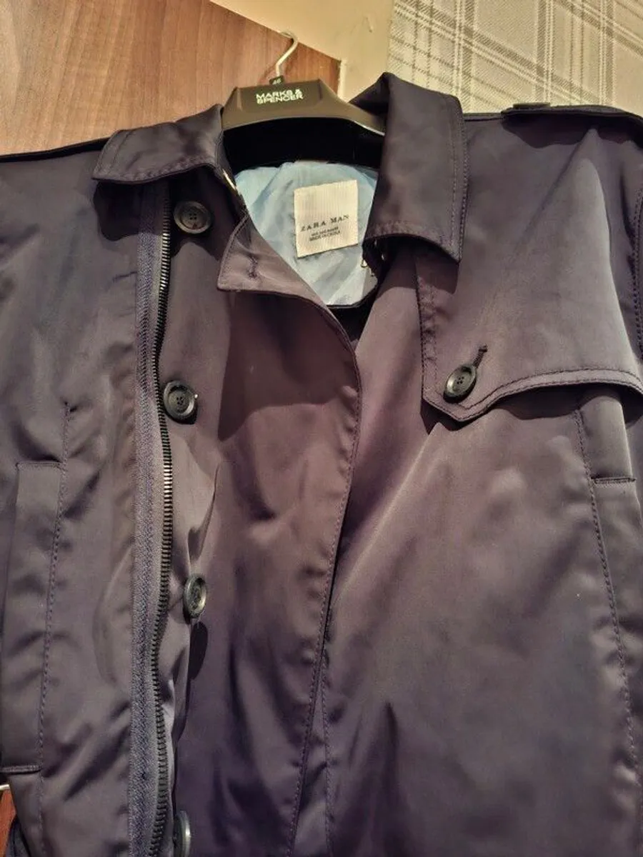 Trench Coat, River Island, Navy, size L, Mens - Image 3