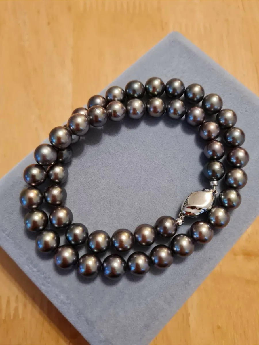 Genuine Black Tahitian Pearl Necklace Xmas Gift - Image 2