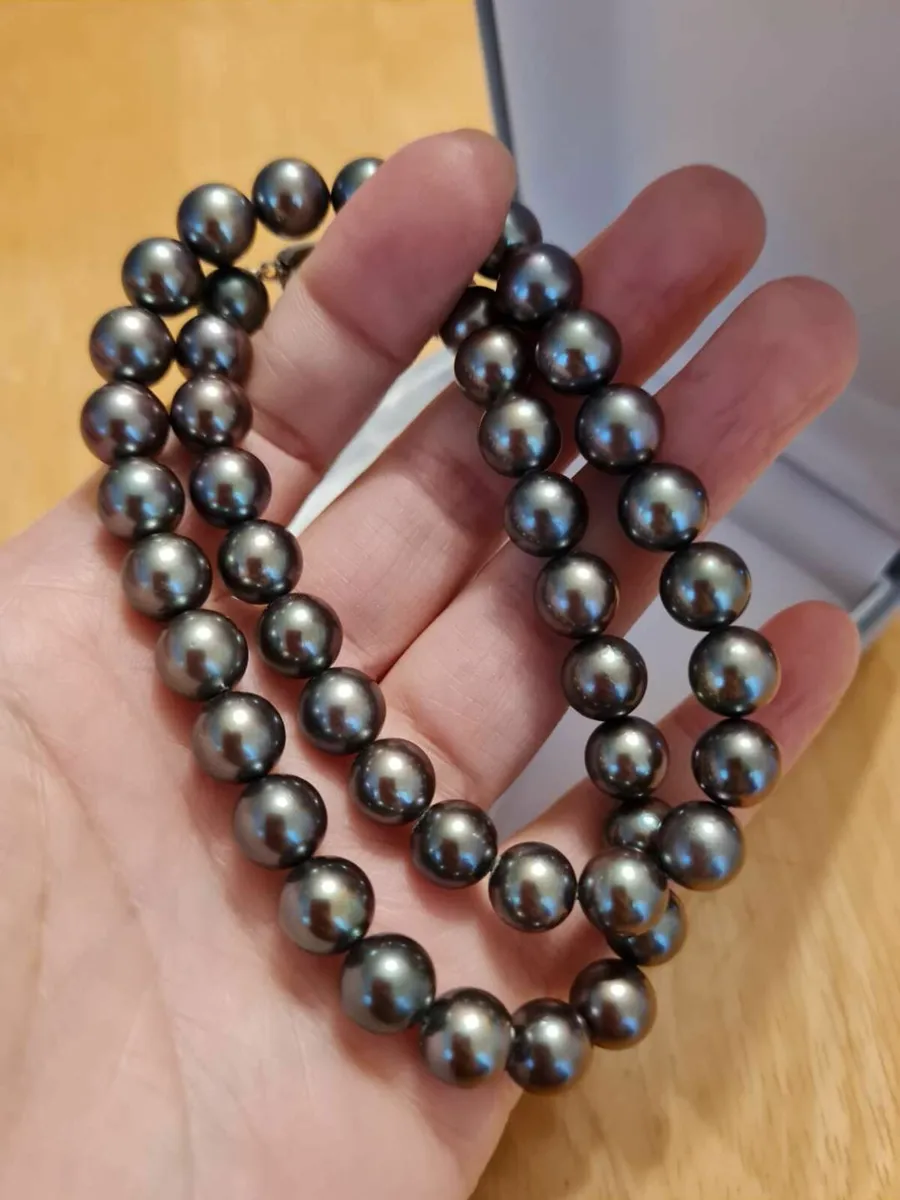 Genuine Black Tahitian Pearl Necklace Xmas Gift - Image 3