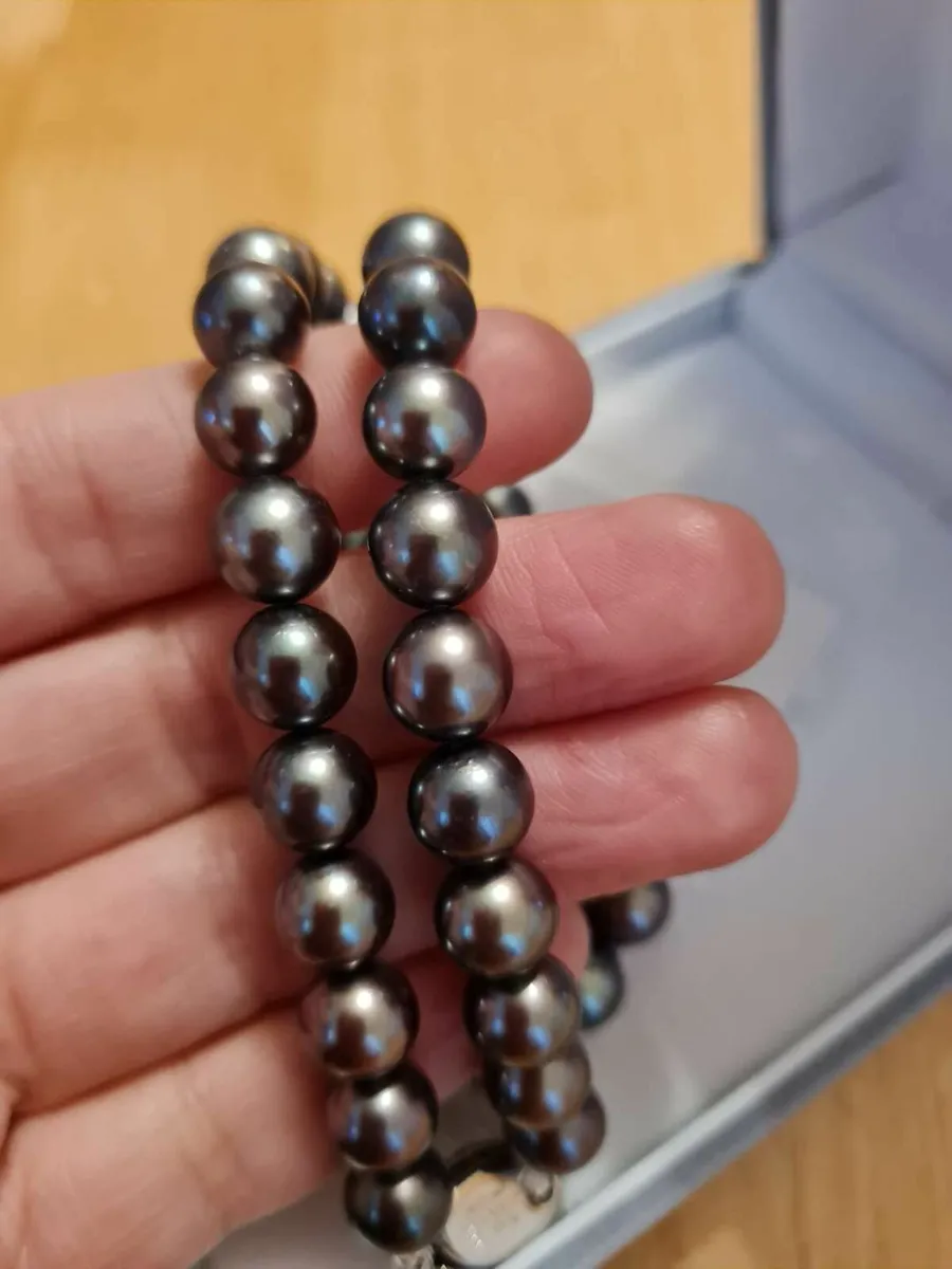 Genuine Black Tahitian Pearl Necklace Xmas Gift - Image 4