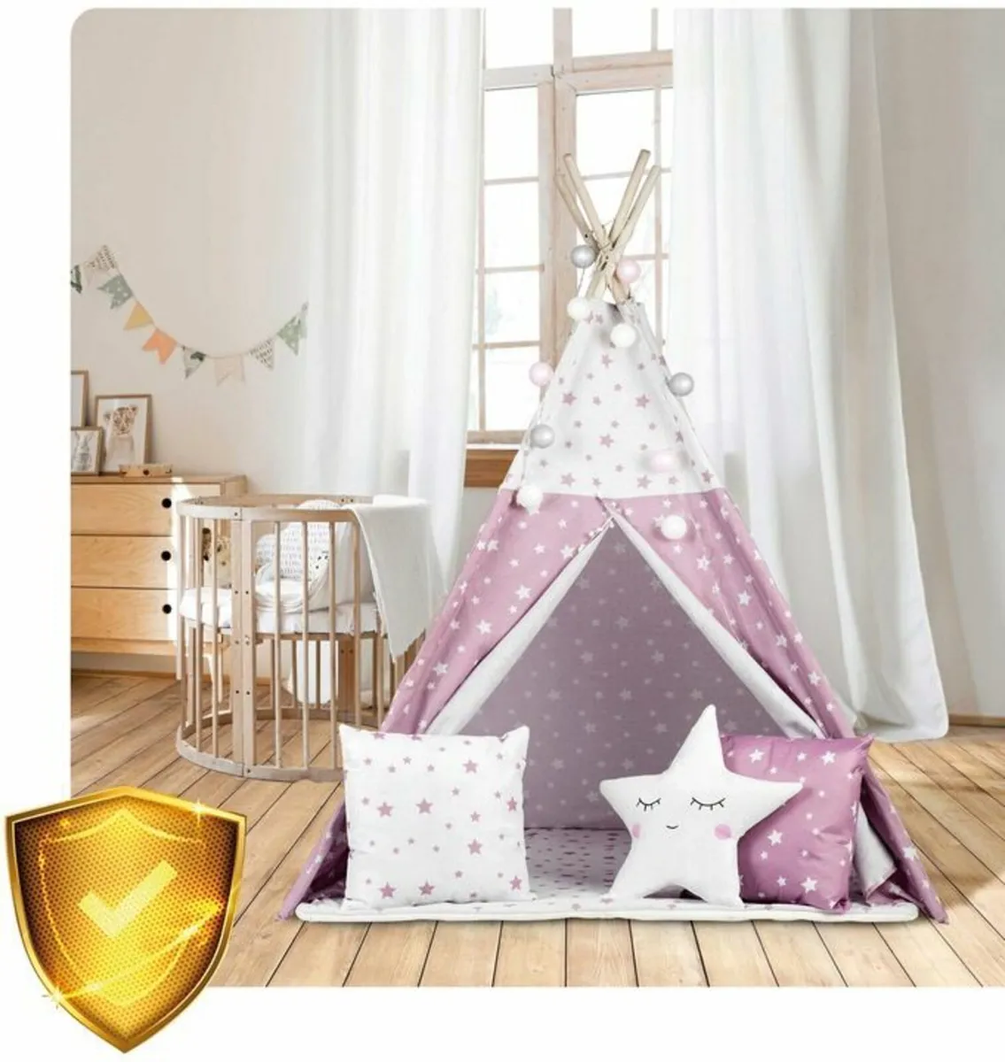 Wooden Teepee Tent Pink christmas gift - Image 1