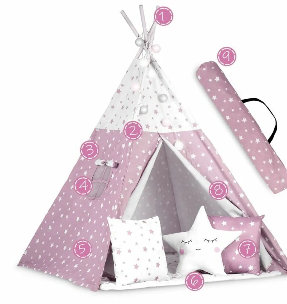 Wooden Teepee Tent Pink christmas gift - Image 2