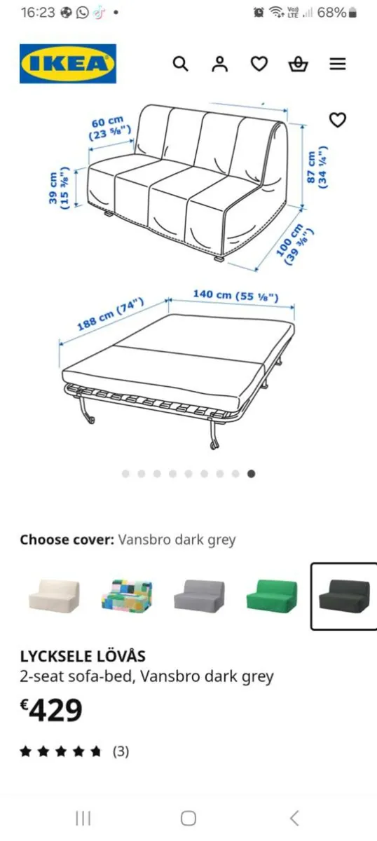 Ikea Lycksele Sofa bed - Image 2