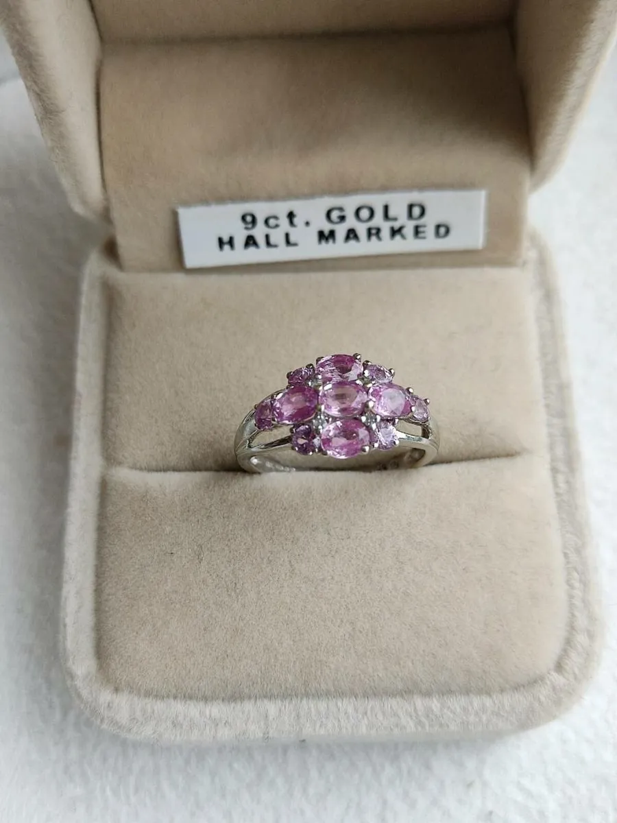 Vintage 9 CT  Diamond and Ruby cluster ring - Image 1
