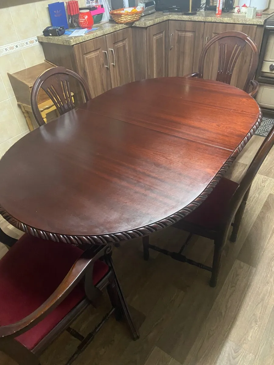 Wooden dining table and chairs - Image 3