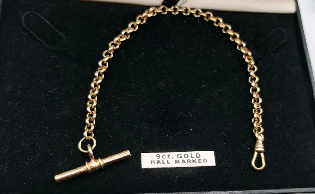 Vintage 9ct yellow gold T-bar bracelet - Image 2